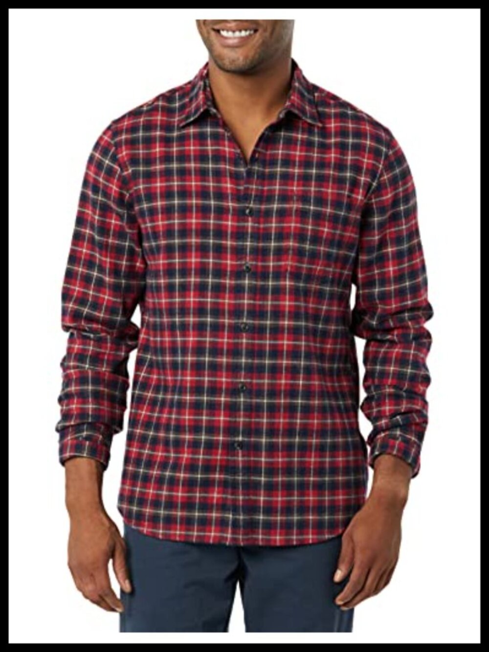 Men's Slim Fit Long Sleeve Flannel Button Down Shirt Cotton